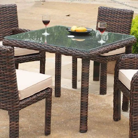 Square Outdoor Dining Table with Glass Top